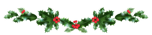 Christmas border with holly and greens