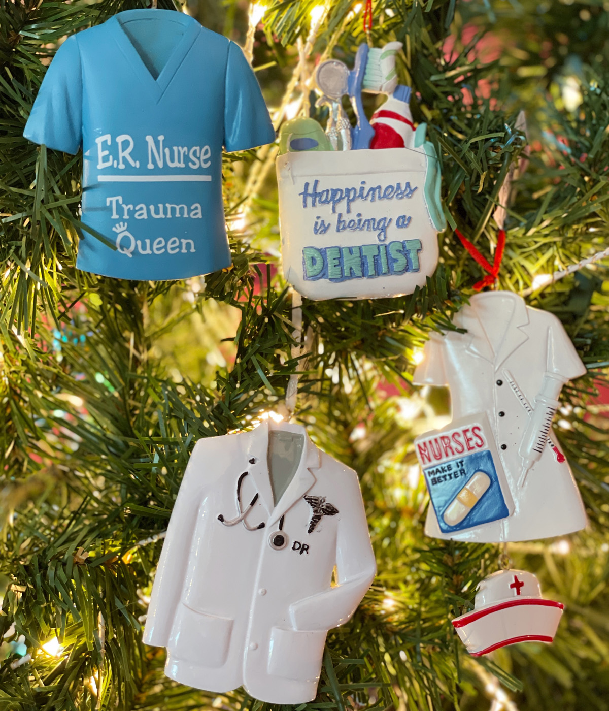 Doctor's coat, Dentist caddy with tooth brush, nurses jacket