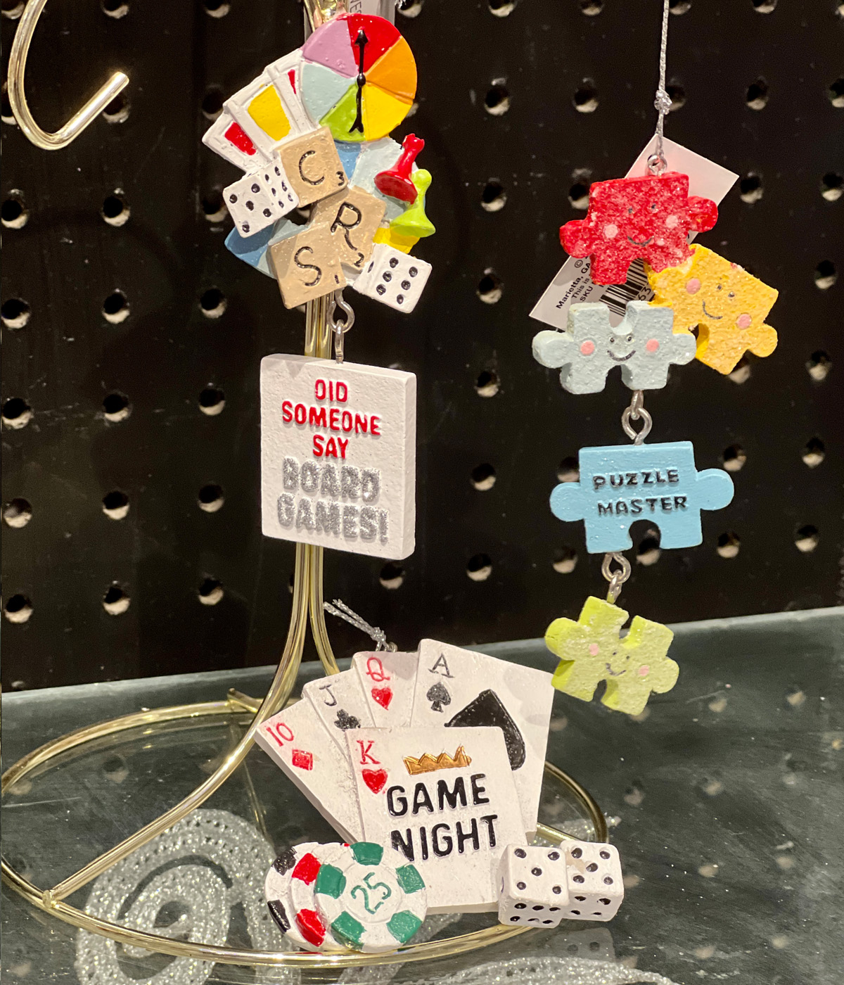 Playing Cards ornament, puzzle pieces and board games