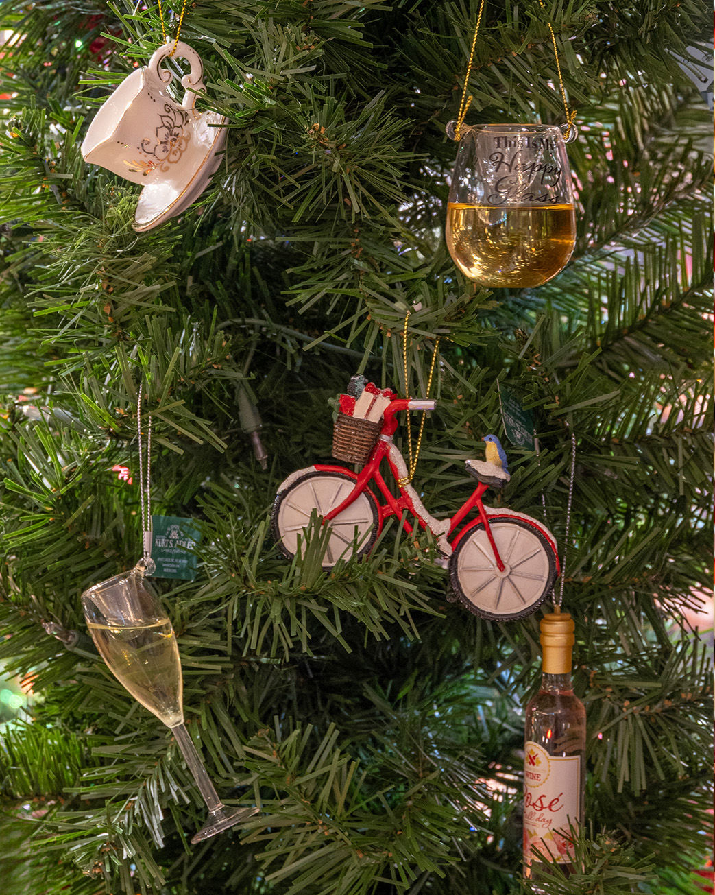 Niagara-on-the-Lake Ornaments with bikes and wine bottles