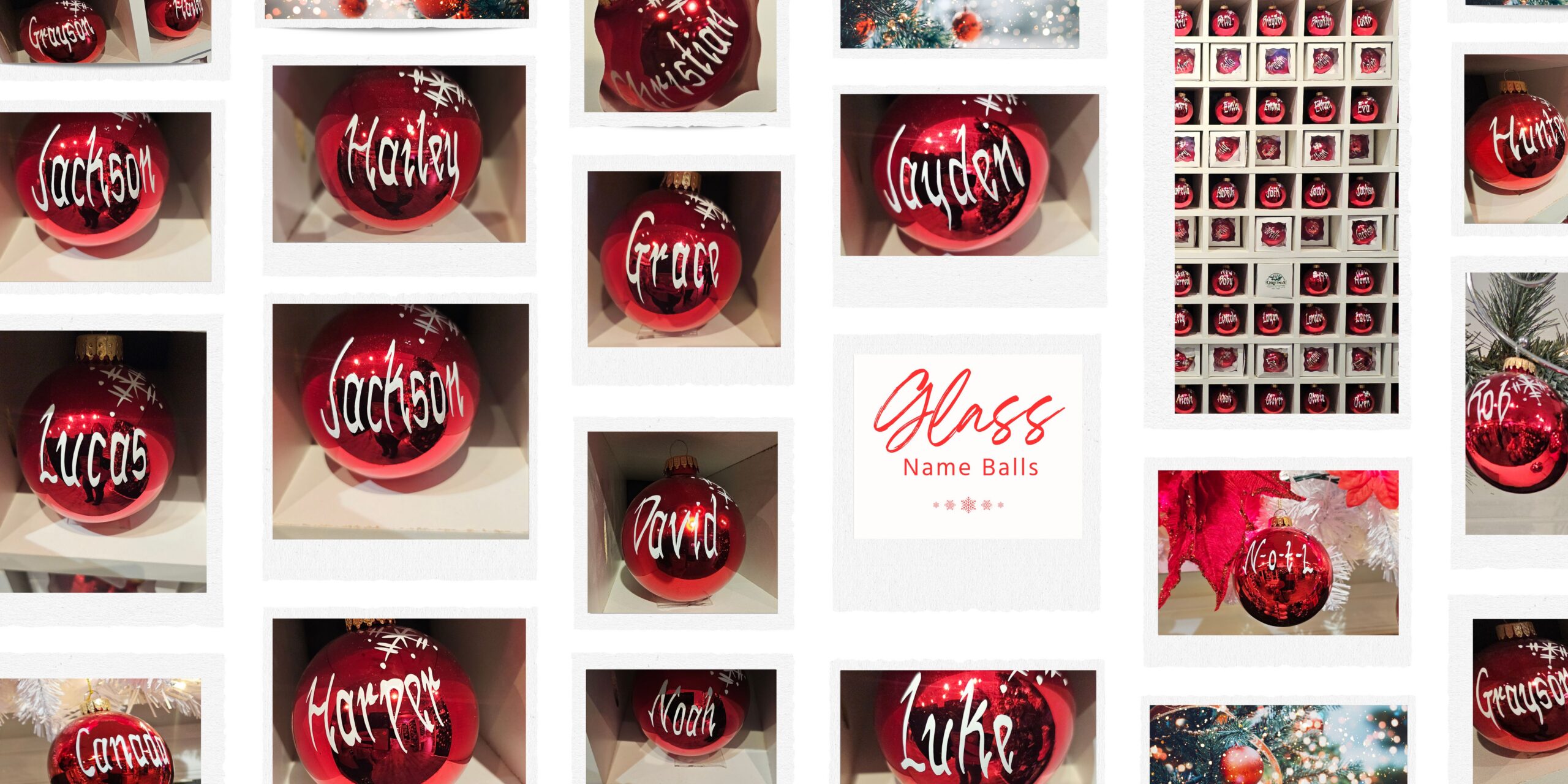 Red Glass Name Balls